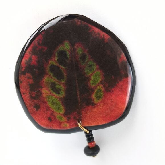 Vintage Estate Jewelry Brooch Pin, Resin Organic Boho Geode Leaf Design Resin - Picture 1 of 4
